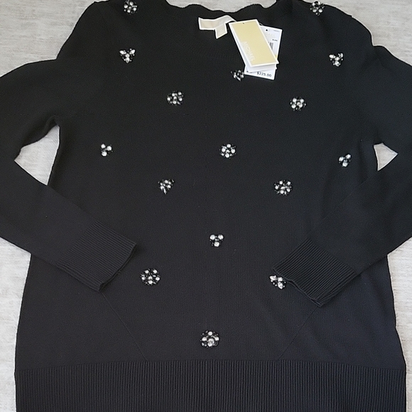 Michael Kors Sweaters - Michael Kors Black Sweater with Floral Embellishments